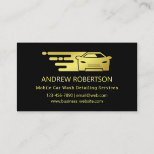 Elegant Black Gold Mobile Auto Car Wash Detailing Business Card