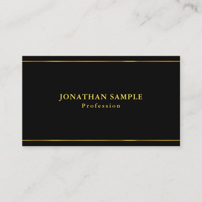 Elegant Black Gold Modern Artistic Template Cool Business Card (Front)