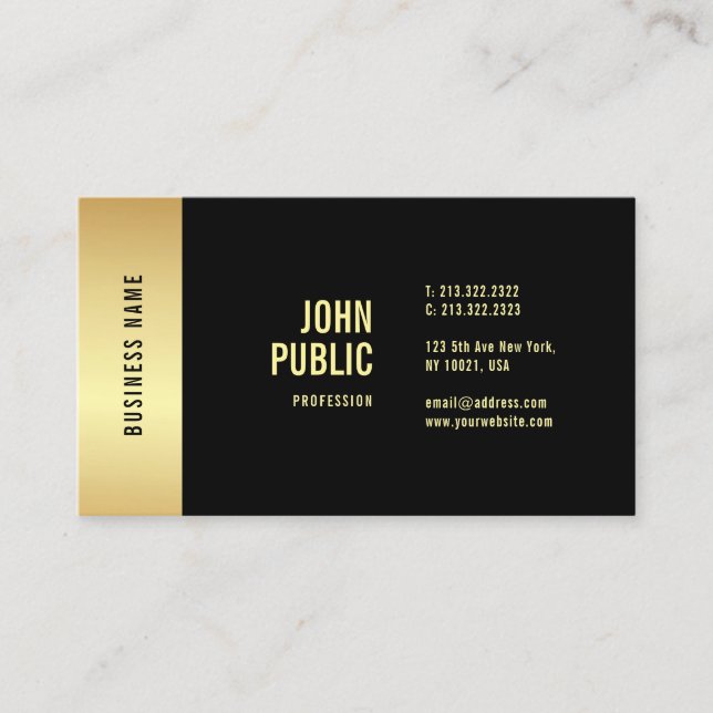 Elegant Black Gold Modern Glamour Template Cool Business Card (Front)