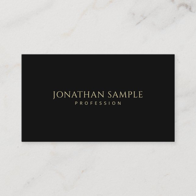Elegant Black Gold Modern Minimalist Professional Business Card (Front)