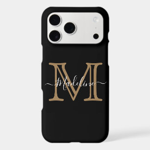 Elegant Black Gold Modern Monogram