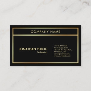 Elegant Black Gold Modern Professional Plain Business Card