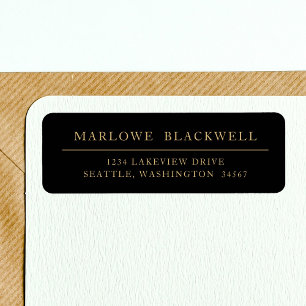 Elegant Black Gold Modern Return Address Label