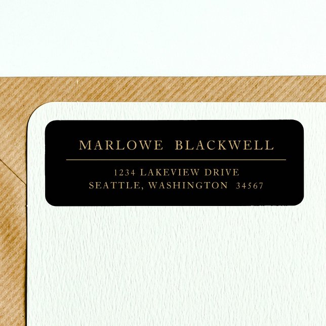 Elegant Black Gold Modern Return Address Label (Creator Uploaded)
