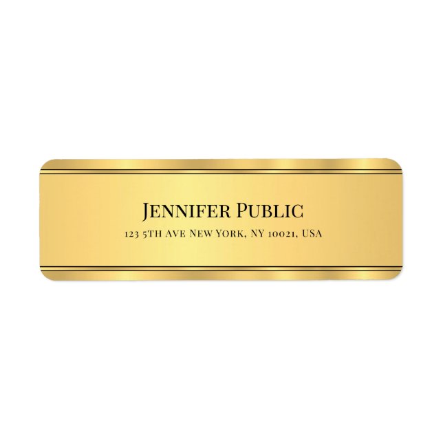 Elegant Black Gold Modern Template Return Address (Front)