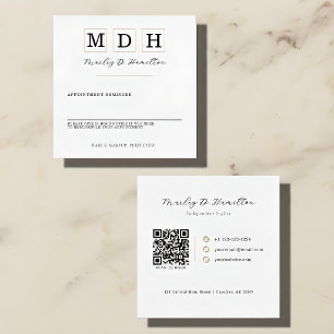 Elegant Black Gold Monogram Appointment Card