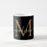 Elegant Black Gold Monogram Girly Script Stylish Coffee Mug<br><div class="desc">Elegant Black Gold Monogram Girly Script Stylish Coffee Mug</div>