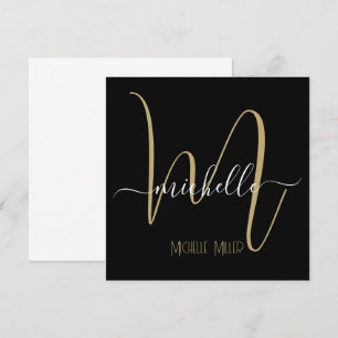 elegant black gold monogram initial business name invitation