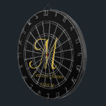 Elegant Black Gold Monogram Initial Name Custom Dartboard<br><div class="desc">Elegant Black and Gold Monogram Initial Name Custom Dart Board</div>