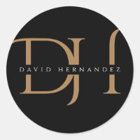 Elegant Black Gold Monogram Initials Modern Custom