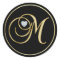 Elegant Black Gold Monogram Letter M Heart Diamond