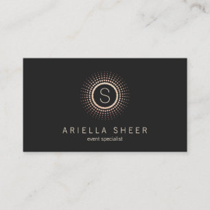 Elegant Black Gold Monogram Mandala Circle Logo Business Card