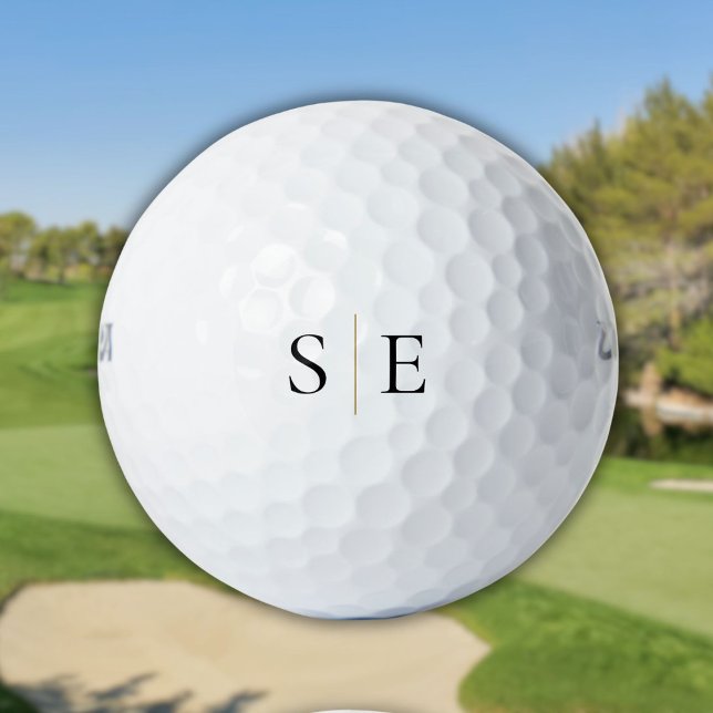 Elegant Black Gold Monogram Minimalist Golf Balls (Elegant Black Gold Monogram Minimalist Golf Balls)