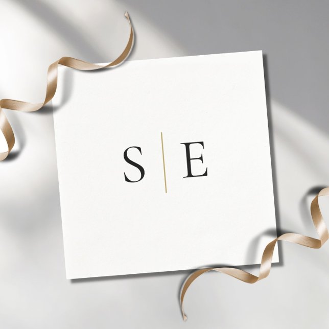 Elegant Black Gold Monogram Minimalist Napkin (Creator Uploaded)