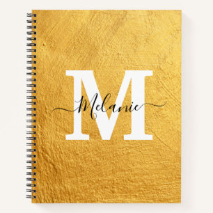 Elegant Black Gold Monogram Name  Notebook