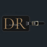 Elegant Black Gold Monogram Script Name Stylish Luggage Tag<br><div class="desc">Elegant Black Gold Monogram Script Name Stylish Bag Tag</div>