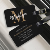 Elegant Black Gold Monogram Script Name Stylish