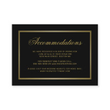 Elegant Black Gold Monogram Wedding Accommodations