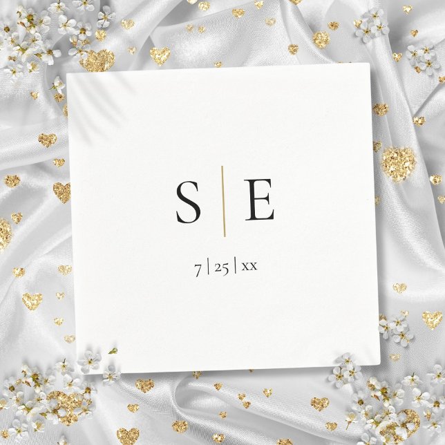 Elegant Black Gold Monogram Wedding Napkins (Elegant Black Gold Monogram Wedding Napkins)