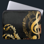 Elegant black gold Music Note Laptop Sleeve<br><div class="desc">Music Note Luxury design. You are welcome to visit my store for more beautiful products.</div>