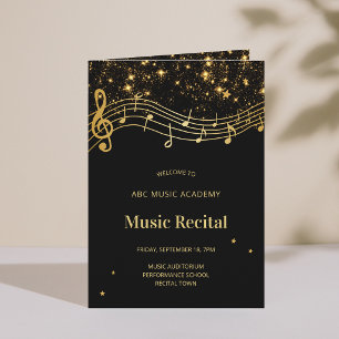 Elegant Black Gold Music Recital Program Invitation