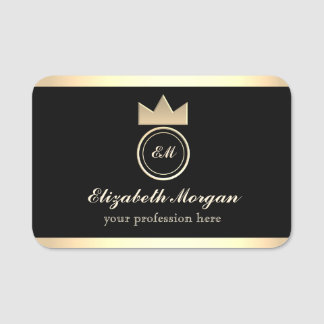 Elegant Black Gold Name Tag