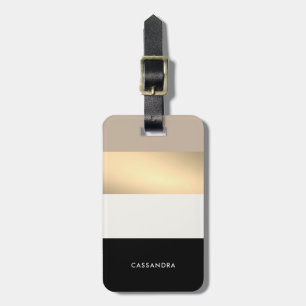 Elegant Black Gold Neutral Palette Personalised Luggage Tag