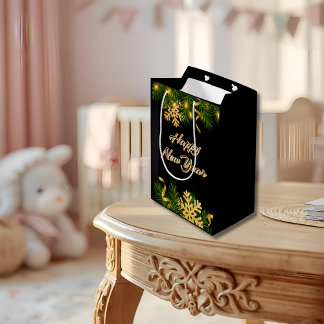 Elegant Black & Gold New Year Gift Bag