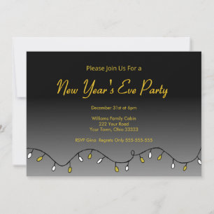 Elegant Black Gold New Year's Eve Party 2026 Invitation