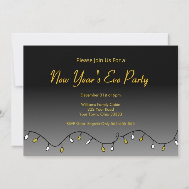 Elegant Black Gold New Year's Eve Party 2026 Invitation (Front)