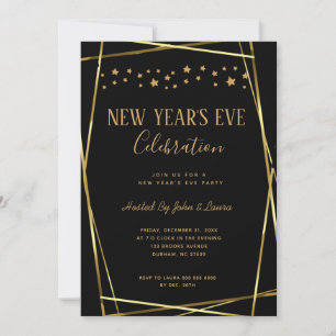 Elegant Black & gold New Years party Announcement