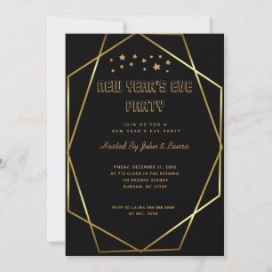 Elegant Black & gold New Years Party Announcement