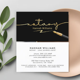 Elegant Black & Gold Notary Public Business Card
