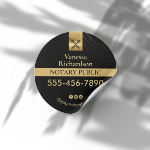 Elegant Black Gold Notary Skeleton Key Marketing  Classic Round Sticker