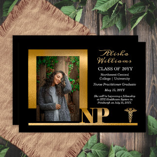 Elegant Black Gold NP Nurse Practitioner Announcement