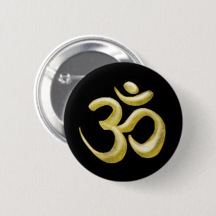 Elegant Black Gold Om Sanskrit Symbol 6 Cm Round Badge