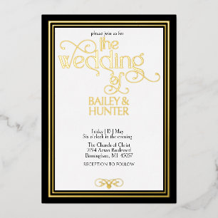 Elegant Black Gold Ornate Typography Wedding