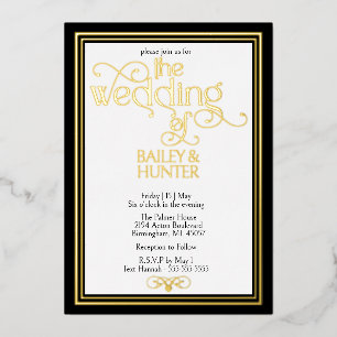 Elegant Black Gold OrnateTypography Wedding