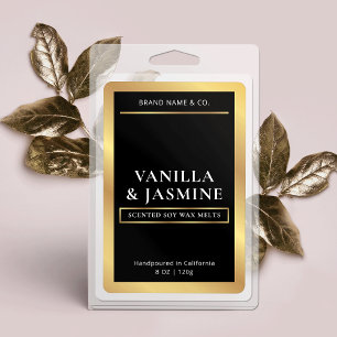 Elegant Black & Gold Packaging Wax Melts Label