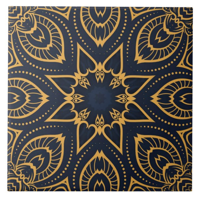 elegant black gold pattern ceramic tile (Front)