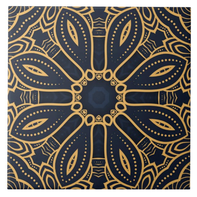 elegant black gold pattern ceramic tile (Front)