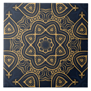 elegant black gold pattern tile