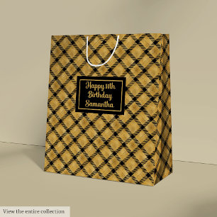 Elegant Black Gold Personalised Birthday Gift Bag
