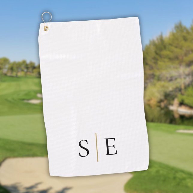 Elegant Black Gold Personalised Monogram  Golf Towel (Elegant Black Gold Personalized Monogram Golf Towel)