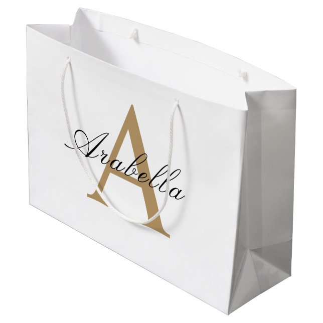 Elegant Black Gold  Personalised Monogram  Name  Large Gift Bag (Back Angled)