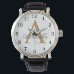 Elegant Black Gold  Personalised Monogram  Name  Watch<br><div class="desc">Personalised tote bags are perfect for yourself,  or as a gift! These are also the perfect bride's gift or proposal gift.</div>