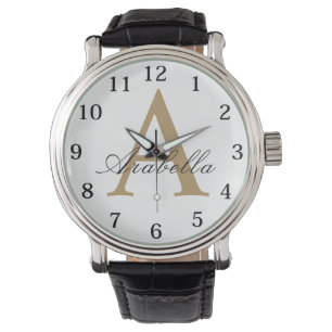 Elegant Black Gold Personalised Monogram Name Watch