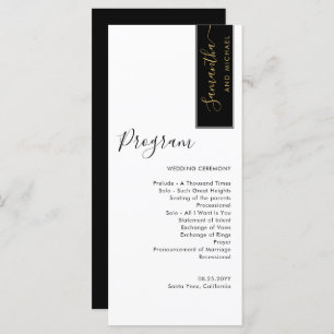 Elegant Black, Gold Personalised Wedding Program Menu