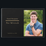 Elegant Black Gold Photo Bar Mitzvah Guest Book<br><div class="desc">An elegant and simple guest book design with space to add your favourite photo,  on a solid black background with gold colour text.  Personalised with text on the spine.  Back is solid black.</div>