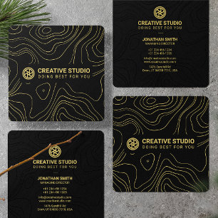 Elegant Black & Gold Photographer Creative Studio Square Business Card